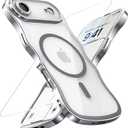 for iPhone Air Case: [Cute Wave Frame][Fit for MagSafe] Military Drop Shockproof Protection, Camera Protective, Glossy Slim Magnetic Wavy Phone Cover for Women Girls 6.5'', Clear/Sliver (Silver)