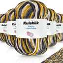 250g(5x50g) Acrylic Yarn for Crochet/Knitting, Colorful Gradient Yarn Thread, 5 Rolls Skeins, Perfect for Any Knitting Crochet and Crafts Mini Project (18 Gray-Yellow)