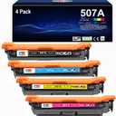 4 Pack Replacement for HP 507A Toner Cartridges Works with HP Laser Enterprise 500 Color M551,MFP M575, MFP M570 Series Printer Ink (Black,Cyan, Magenta, Yellow)