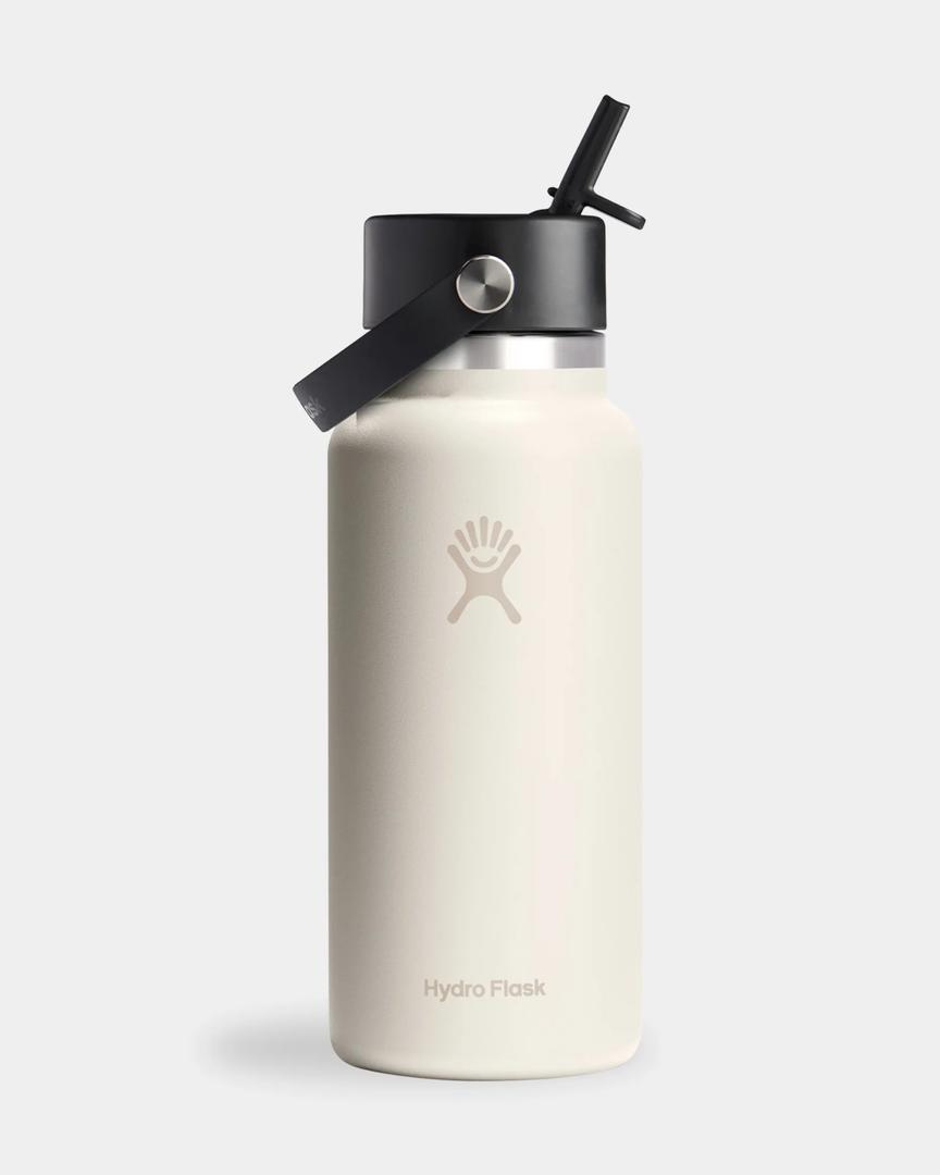 Hydro Flask Water Bottle - Insulated Stainless Steel - Wide Mouth Flex Lid, Non Spill, Leakproof and Refillable in 16 Oz White