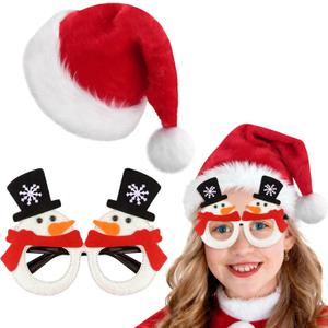 Christmas Hat and Glasses Christmas Party Favors Holiday Photo Booth Props Party Supplies Headwear Accessories Gorros Navideos Para Adultos