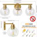 22" Bathroom Light Fixtures, 3-Lights Bathroom Vanity Light Over Mirror with Clear Glass Shade, Modern Gold Wall Sconce Vanity Lighting for Bath, Kitchen, Living Room, Hallway