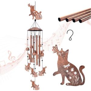 Cat Wind Chimes Outdoor Cat Gifts for Women/Men/Mom/Grandma/Wife/Friends Birthday Gifts Memorial Gift Metal WindChimes for Outside/Indoors, Home, Lawn, Porch, Patio, Garden Decor, Yard Decorations