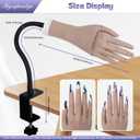 Practice Hand for Acrylic Nails, Flexible Bendable Fake Hand with Adjustable Stand, Nail Training Kit Mannequin Hand for Beginners & Nail Artists(Dark skin tone)