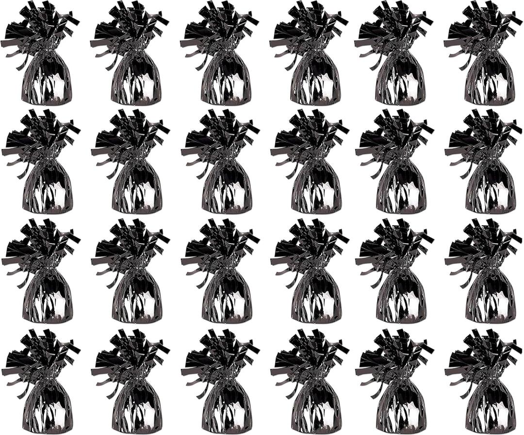ROYALHOUSE Metallic Wrapped Balloon Weights, 24 Pcs (Black)