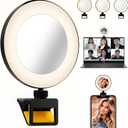 60 LED Video Conference Ring Light  Rechargeable Clip Design, 3 Adjustable Light Modes - Universal for Phones/Laptops, 3000K-5000K Color Range, 2H Battery, Streaming/Makeup/Office Use