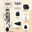 Novabright 35" Dragonfly Wind Chimes Outside for Women Garden Yard Patio | Soothing Tones Design, Black Durable Metal, Memorial and Birthday Gifts for Women, Outdoors Decor for Garden, Yard and Patio
