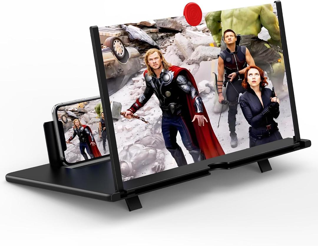 16" Screen Magnifier for Cell Phone, Mobile Phone 3D HD Magnifying Projector Screen Enlarger for Movies, Videos and Gaming, Foldable Phone Stand with Screen Amplifier,Gifts for Mom Dad