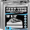 Heavy Duty Tarp 10x12 Feet, 14 Mil Waterproof Poly Tarps Cover UV Resistant, Rip & Tear Proof with Metal Grommets Every 20 Inches Silver Tarp by TA*RP YXCN