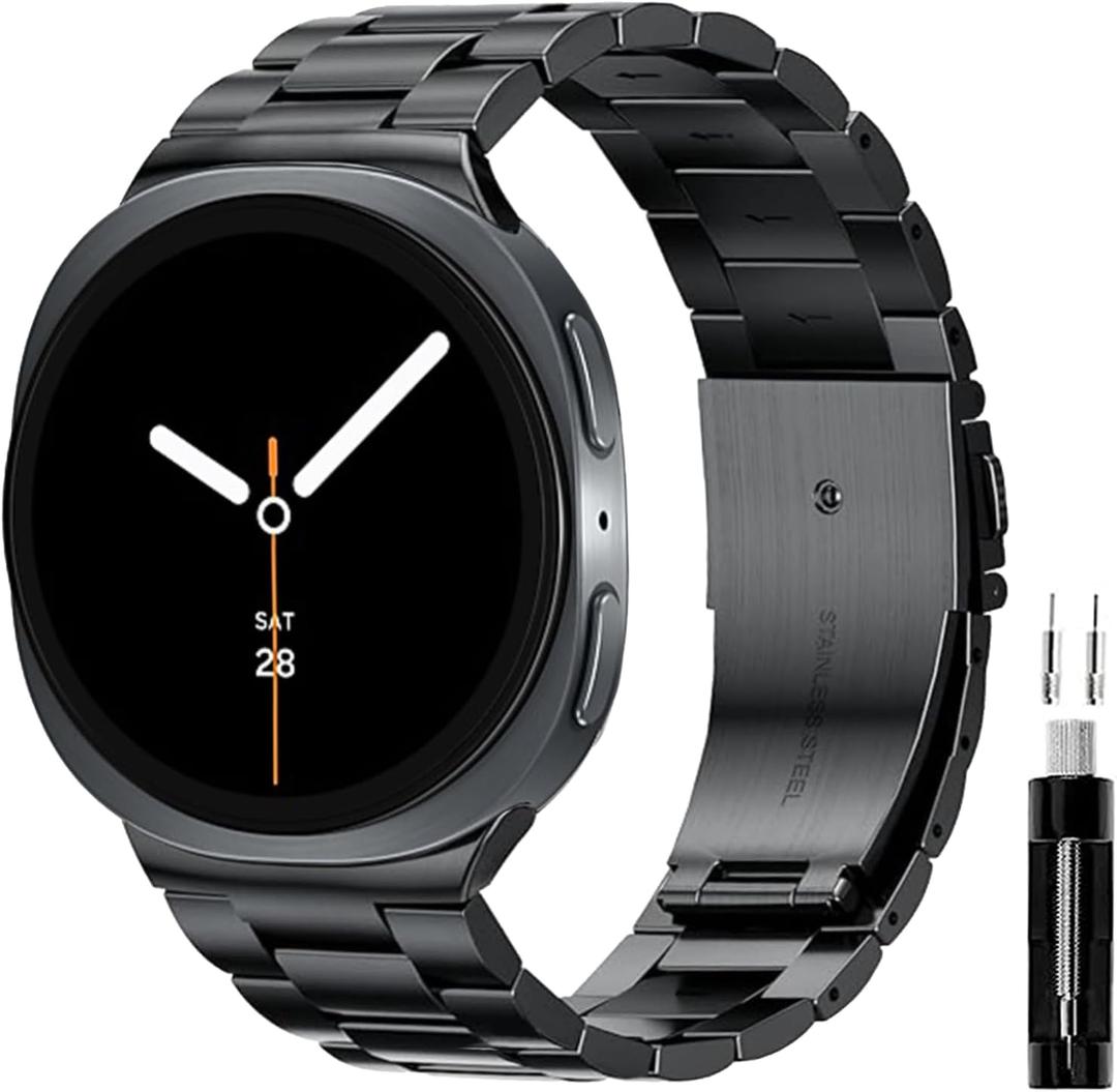 GOLDTOLUCK Stainless Steel Band Compatible with Samsung Galaxy Watch 8 7 6 5 4 Classic FE Pro 40mm 44mm 46mm 43mm 47mm 45mm 42mm 20mm Men Women Milanese Replacement Metal Elegant Casual (Black)