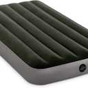 Intex 64763E Dura-Beam Standard Downy Air Mattress: Fiber-Tech  Queen Size  Built-in Foot Pump  10in Bed Height  600lb Weight Capacity