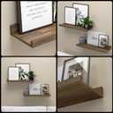 Boswillon Floating Shelves for Wall, Wall Mounted Shelves Set of 2, Rustic Shelves with Lip, Display Picture Ledge Shelf for Wall Decor Living Room Bathroom Kitchen - Brown