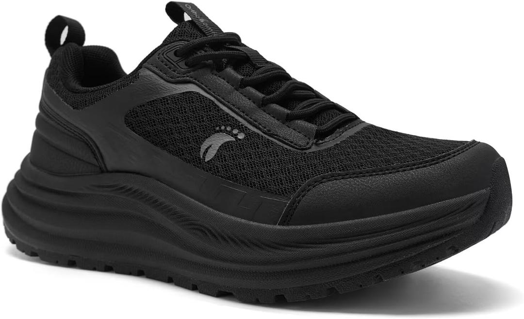 Women's Orthopedic Trail Running Shoes: Comfortable Arch Support Plantar Fasciitis Orthotic Athletic Sneakers, Casual Flat Feet High Arch Tennis Walking Work Hiking Shoes for Foot Heel and Pain Relief (10, W1-black)