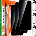 IMBZBK 3 Pack Privacy Screen Protector for Google Pixel 9 Pro XL Tempered Glass Accessories 3 Pack Camera Lens Protector, Anti Spy Case Friendly Protector de Pantalla for Pixel 9 Pro XL (Black)