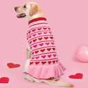 KYEESE Valentines Dog Sweater, Stretchy Dog Sweaters for Large Dogs, Soft Turtleneck Medium Large Dogs Sweater, Warm Pet Sweaters Dress with Heart Print, Comfy Pet Clothes Coat with Leash Hole, 2XL (XX-Large(35-60lbs), 00# Red Love Design)