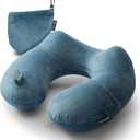 Inflatable Travel Neck Pillow for Airplane Sleeping Blow Up Neck Support Air Pillow Traveling on Plane Long Flights Washable (Medium, Grey)