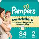 Pampers Swaddlers Diapers, Size 2 (10-22 lbs), 84 Count, Absorbent, Keeps Baby Dry and Comfortable, Skin Safe Disposable Baby Diaper (Packaging May Vary)