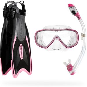 Cressi Adult Light Weight Premium Travel Snorkel Set - Mask & Fins Made in Italy - Palau Set: by Cressi, Quality Since 1946, Size: XS/S | US Man 4/6.5 | US Lady 5/7.5