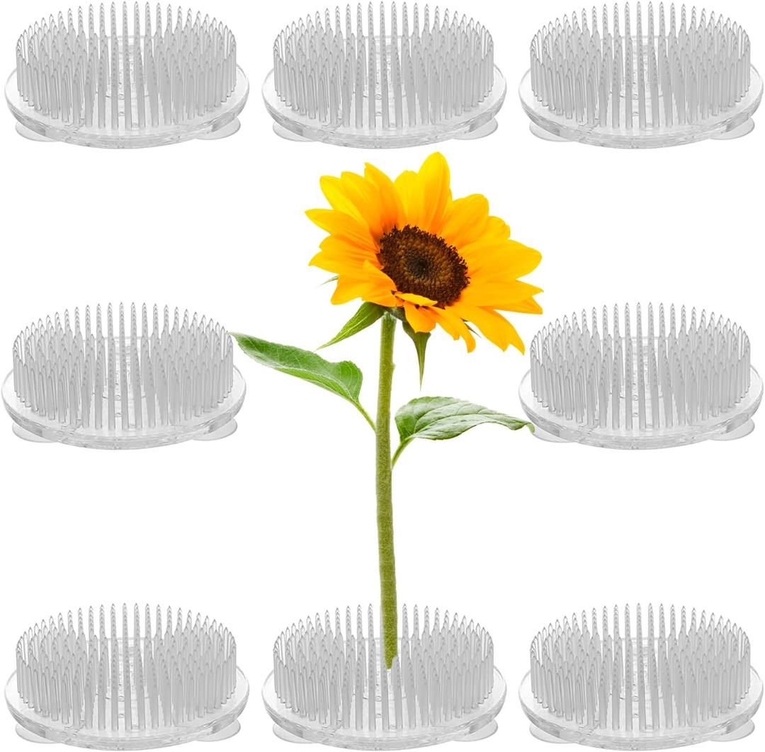 HOZEON 8PCS 2.75 Inch Clear Plastic Flower Frog Pin Holder, Round Floral Frogs with Suction Cup for Flower Arrangement, Wedding Decor