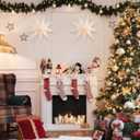 3PCS Christmas Paper Star Lantern, Lampshade 3D Paper Star Hanging Decoration Light Papers Lantern (White)