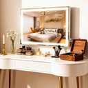 ROLOVE Large Vanity Mirror with Lights 35.5" x 27", LED Hollywood Makeup Mirror with USB Charging Port, 3 Color Modes, Dimmable Touch Control, 10X Magnification, Wall Mounted or Tabletop