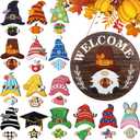 Qunclay Interchangeable Wooden Gnome Decor Holiday Seasonal Gnome Decorations with Magnet Pieces and Detachable Hats Changeable Welcome Sign for Home(Attractive Style)