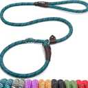 Fida Slip Leads for Dogs, 4 FT x 1/2" Heavy Duty Comfortable Strong Rope Leash for Large, Medium Dogs, No Pull Pet Training Leash with Highly Reflective, Blue