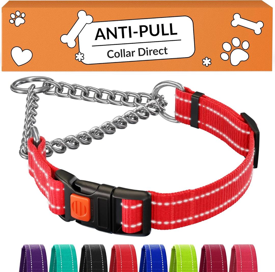 CollarDirect Martingale Dog Collar with Stainless Steel Chain and Quick Release Buckle - Reflective Collar for Large, Medium, Small Dogs - Red, Small (Neck Size 12"-15") CollarDirect Martingale Dog Collar with Stainless Steel Chain and Quick Release Buckle - Reflective Collar for Large, Medium, Small Dogs - Red, Small (Neck Size 12"-15")