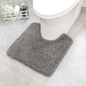 Sport Grey U-Shaped Toilet Rug 20" x 20 Contoured Toilet Mat Absorbent Shaggy Bathroom Rug Floor Mats