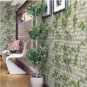 Brick Peel and Stick Wallpaper Self Adhesive Wallpaper Removable Contact Paper 3D BrickTextured Vintage Wall Paper Decorative Green Leaves Brick 15.7"x393"