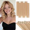 Hairro 6pcs Clip In Short Human Hair Extensions, Single Clip Design 100% Real Hair with Lace Weft, Seamless Thin Hairpieces Add Highlights, 12 Inch Short 33g #12P613 Golden Brown Mix Bleach Blonde