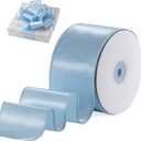 Light Blue Satin Wired Ribbon 2.5 Inch X 20 Yards Light Blue Wired Ribbon for Gift Wrapping Christmas Tree Decoration Bows Making Wreath DIY Crafts Wedding Decor and Home Decor