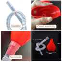 Flex Funnel - Wide Mouth Flexible Funnel with Handle, Automotive Funnels for Engine Oil, Liquid, Diesel, Kerosene,Gasoline (RED Black)