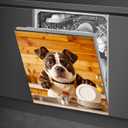 HOMETITUTE Dishwasher Magnet Cover 23x26 Inch Bulldog Plates Pattern