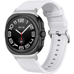 Leather Bands Compatible for Samsung Galaxy Watch Ultra 47mm (2025/2024) Watch Bands, Replacement Wristbands Bands for Galaxy Watch Ultra 47mm Smartwatch (white)