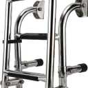 Artilife Stainless Steel Boat Ladder,Boat Foldable Stainless Steel 3 Step Ladder Marine Pontoon Ladder Polished 2 + 1 Step with Rubber Grip & Mounting Screws