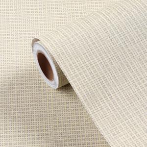 FunStick 24"x200" Grey Grasscloth Peel and Stick Wallpaper for Bathroom Waterproof Linen Fabric Wall Paper Textured Self Adhesive Geometric Wallpaper Removable Contact Paper for Cabinets Walls Drawers