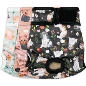 Dog Diapers Female(3 Pack) - No Leak Reusable Diapers for Doggy Female in Period - Highly Absorbent Dog Heat Panties with Adjustable Snaps Cute Dogs XL (X-Large(17.5"-27"Waist))