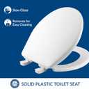 Bemis 730SLEC Slow Close Toilet Seat, Easy Clean Hinges and Durable Plastic Seat, Made in USA, Round, White