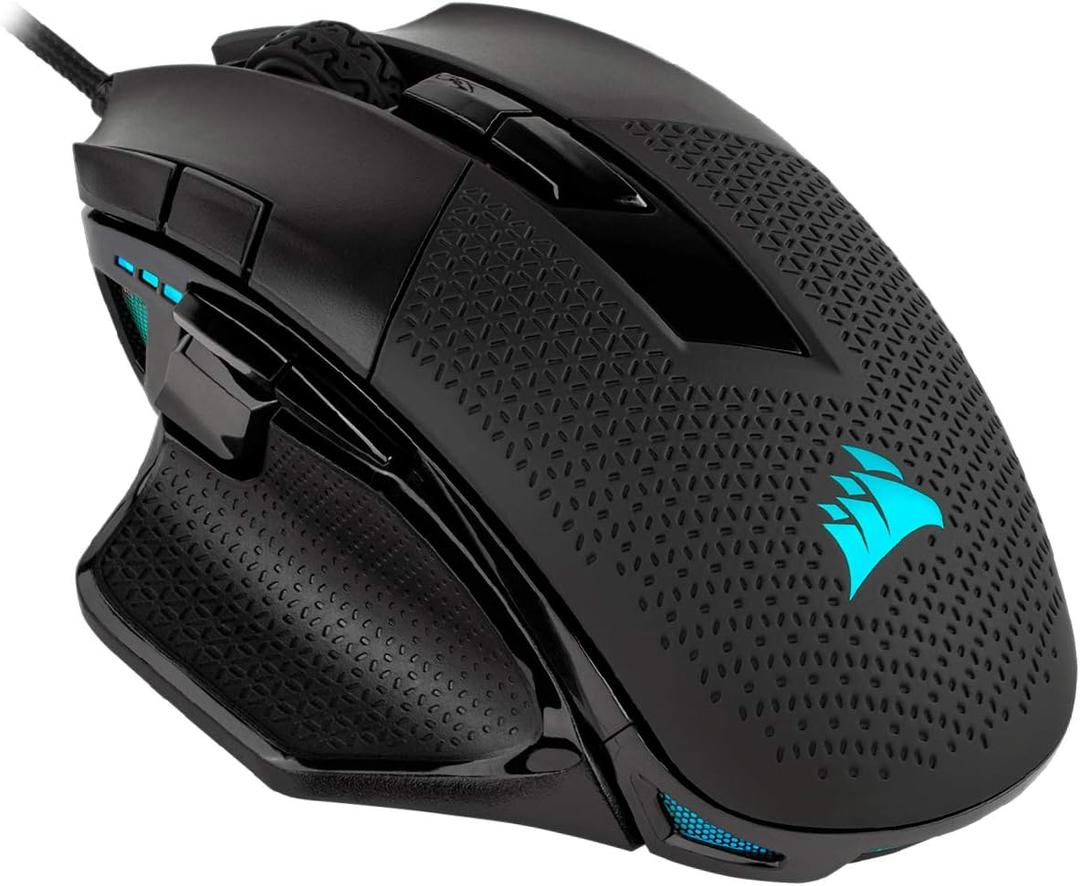 Corsair NIGHTSWORD RGB Gaming Mouse for FPS, MOBA - 18,000 DPI - 10 Programmable Buttons - Weight System - iCUE Compatible - Black