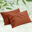 Bedsure King Size Pillow Cases Set of 2, Cooling Pillow Cases for Hot Sleepers, Rayon Derived from Bamboo Burnt Orange Pillowcases, Breathable & Soft Pillow Covers with Envelope Closure, 20x36 Inches