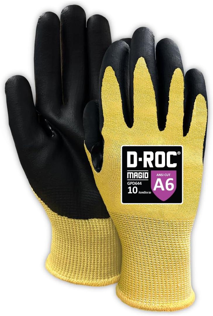 MAGID D-ROC AeroDex FR Lightweight Foam Neoprene Work Gloves (Yellow, L)