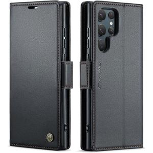 Hualele for Samsung Galaxy S24 Ultra Wallet Case with RFID Blocking, Galaxy S24 Ultra Case Wallet for Women Men with Card Holder Kickstand Leather Book Flip Case for Samsung S24 Ultra Black