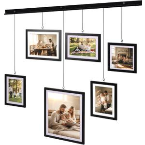 Edenseelake Exhibit Picture Frame Gallery Set, Wall Hanging Collage Frame for Various Sizes 4x4, 4x6, 5x7, 8x10 Inch Photos, Black