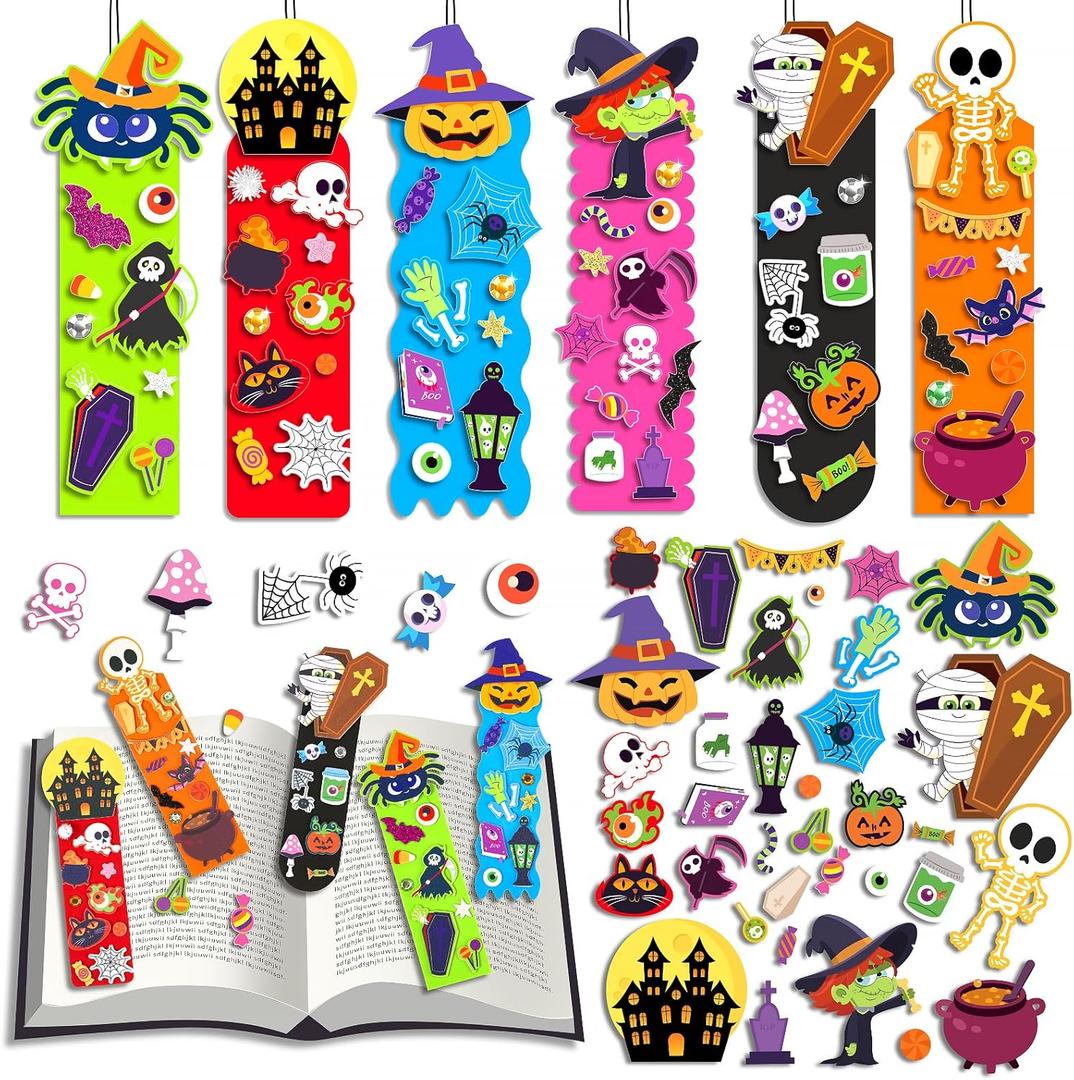 AuroTops 24 Pack Halloween Crafts for Kids,Halloween Bookmarks for Kids Party Favors DIY Bookmarks Kits Trick or Treat Gifts Goodie Bags Gifts Treat Bags Fillers Bulk Classroom Prizes Party Decoration