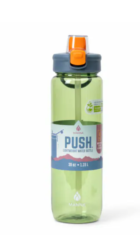 BottlesManna® Push™ Water Bottle - Green 39 OZ