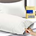 Thread Spread 100% Egyptian Cotton Pillow Cases Queen Size Set of 2 - Luxury 600 Series Bliss Collection Queen Pillow Cases (Ivory Stripe), Soft Cooling Hotel Cotton Pillowcases, Sateen Finish