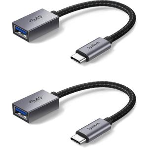 Syntech USB C to USB Adapter, 2 Pack USB C to USB3 Adapter,Thunderbolt 3 to USB Female Adapter OTG Cable Compatible with iPhone 16/15 Pro Max, iPad Air 2020, MacBook Pro, Air and More Space Gray