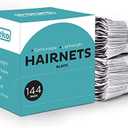 SAFEKO Hair Nets 144 PCS, Individually Wrapped, Lightweight Nylon Hairnets, Latex-Free | Black, Large (24")
