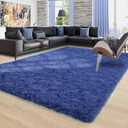Ompaa 8x10 Area Rugs for Living Room Bedroom Rug Under Bed, Navy Blue Large Shag Carpet, Fluffy Dorm Rug for Classroom Kids Rooms, Modern Apartment Indoor Home Decor